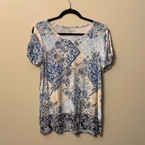 NWOT Westport Ladies Short Peek-a-boo Sleeve Top - Size L